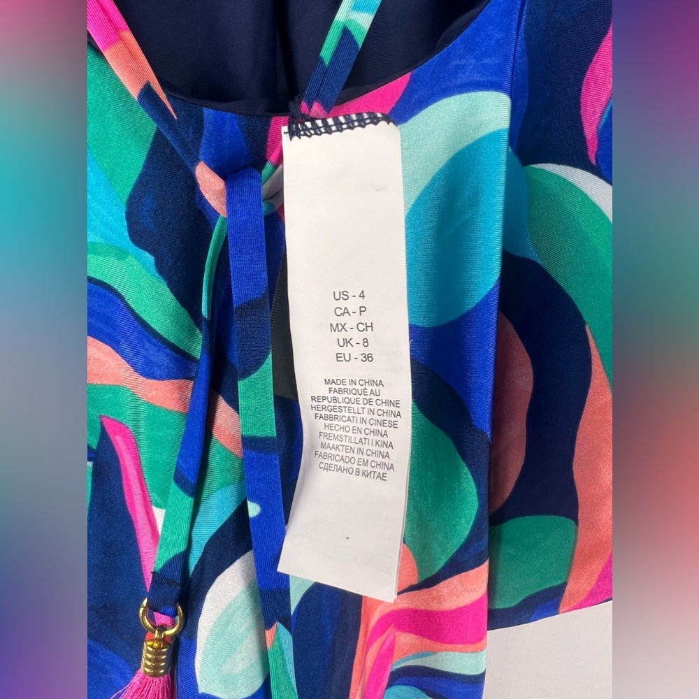NWT LA BLANCA Painted Leaves Reversible Plunge One Piece - Picture 10 of 12
